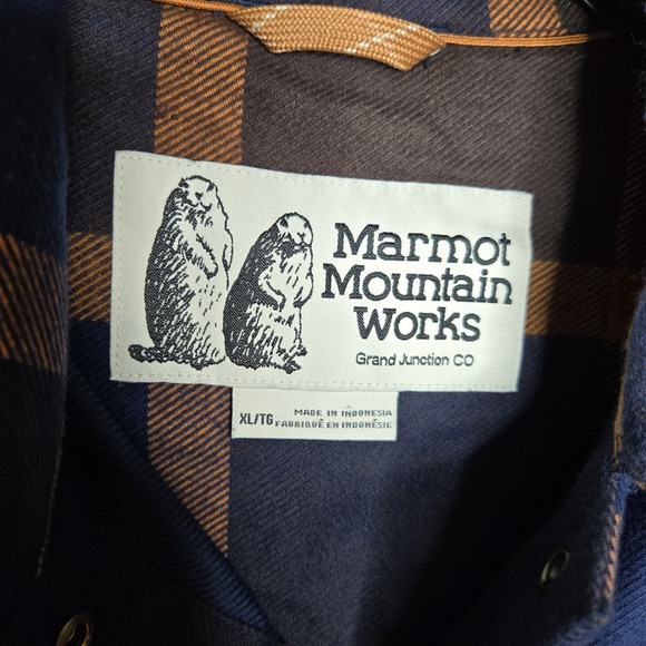 Marmot Womens XL Ridgefield Heavyweight Plaid Flannel Overshirt Top NWT Blue - Picture 7 of 10